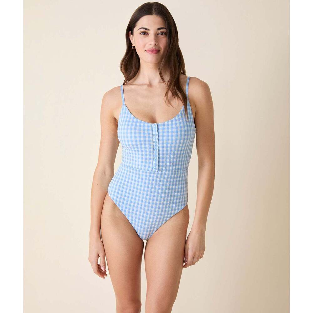 Andie The Snap One Piece - Crinkle Gingham - Sky Gingham - Classic Size MSKY GIN